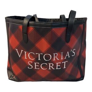 VICTORIA'S SECRET '21 women's black and red plaid tote bag. like new.